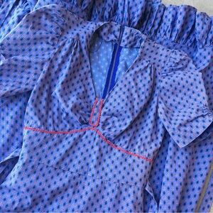 Vintage Periwinkle Ruffled Maxi Handmade Gown